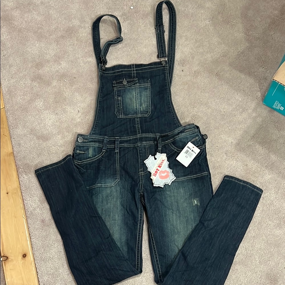 Hot Kiss Blue Denim Overalls Classic Style